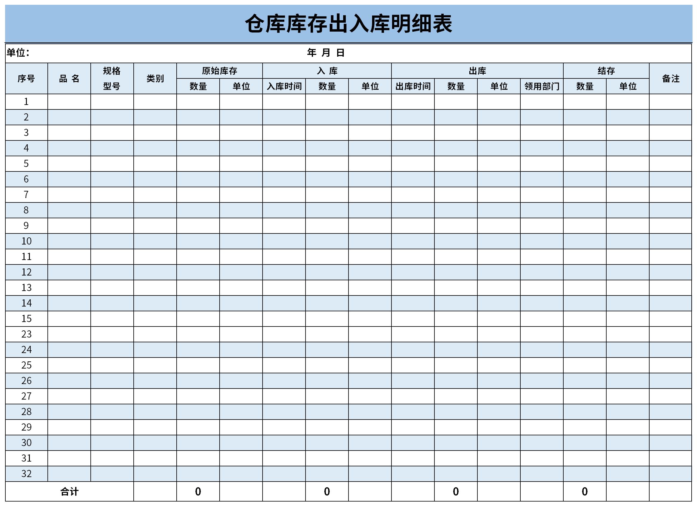 最新倉庫庫存出入庫明細(xì)表截圖