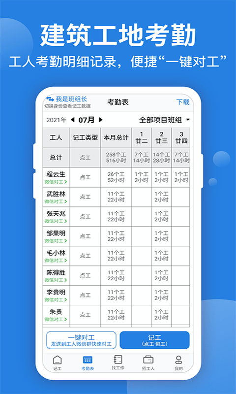 考勤表(施工計(jì)工)