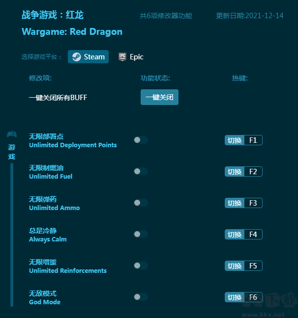 戰(zhàn)爭游戲:紅龍六項(xiàng)修改器
