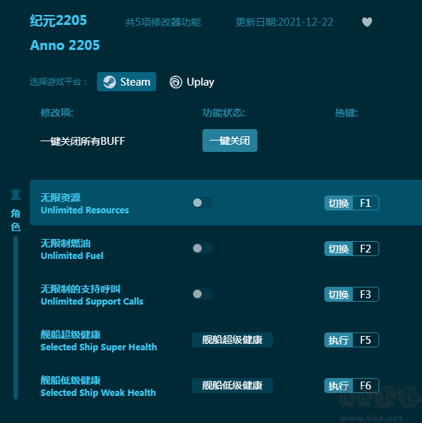 紀(jì)元2205五項(xiàng)修改器