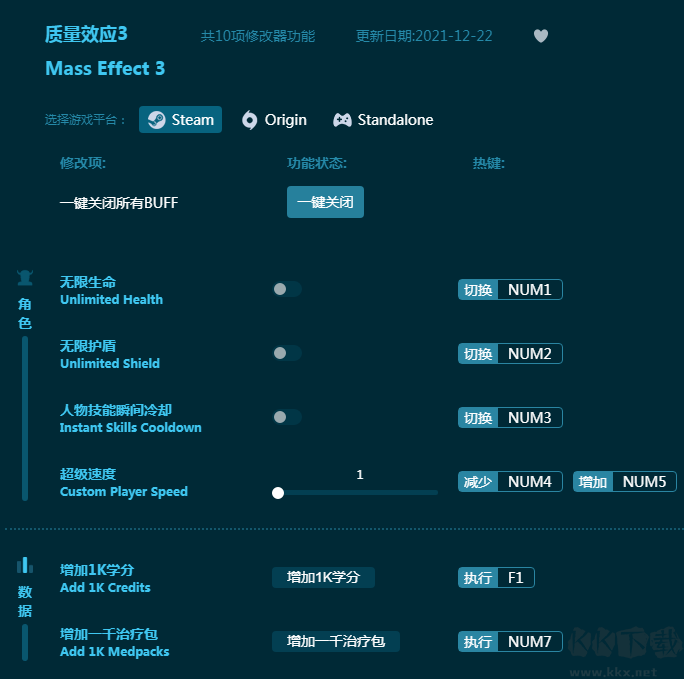 質(zhì)量效應3十四項修改器