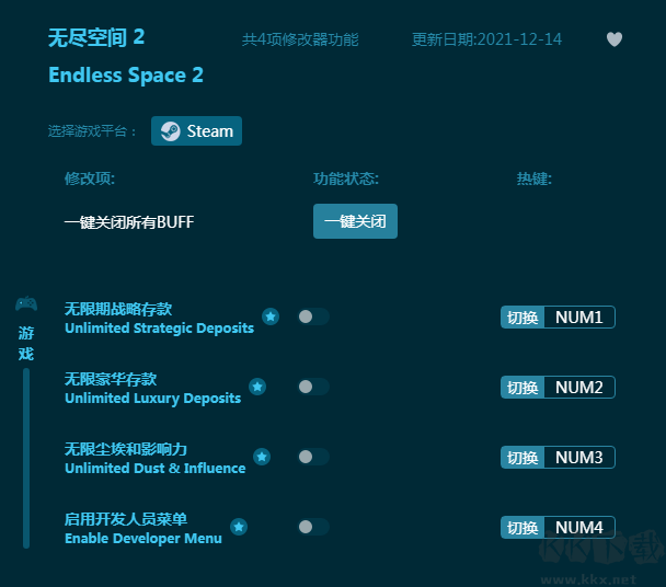 無盡空間2四項修改器