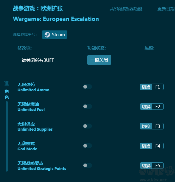 戰(zhàn)爭(zhēng)游戲：歐洲擴(kuò)張五項(xiàng)修改器