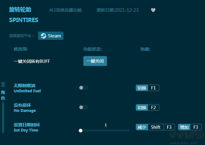旋轉(zhuǎn)輪胎三項修改器