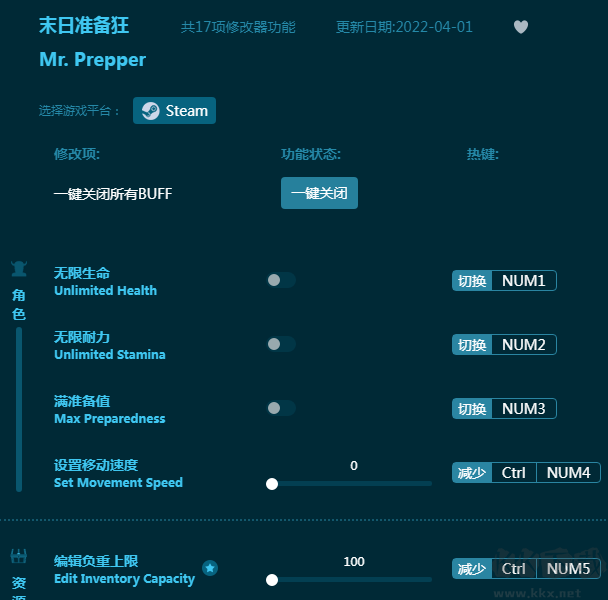 末日準備狂十七項修改器