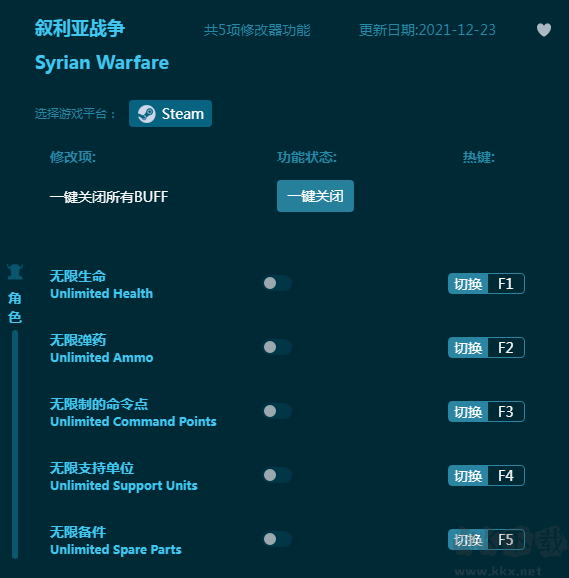 敘利亞戰(zhàn)爭五項(xiàng)修改器