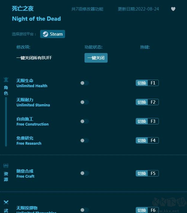 死亡之夜七項(xiàng)修改器
