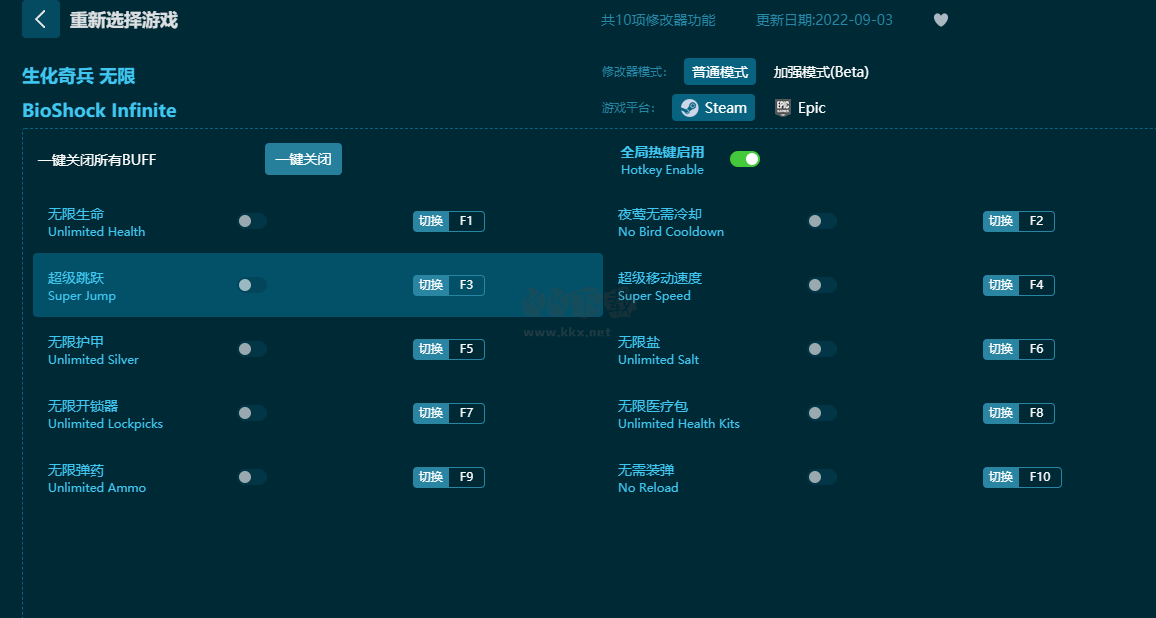生化奇兵3無限十項(xiàng)修改器