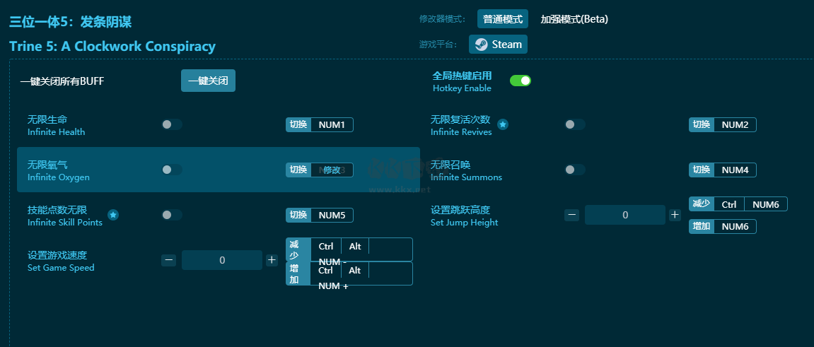 三位一體5:發(fā)條的陰謀七項(xiàng)修改器