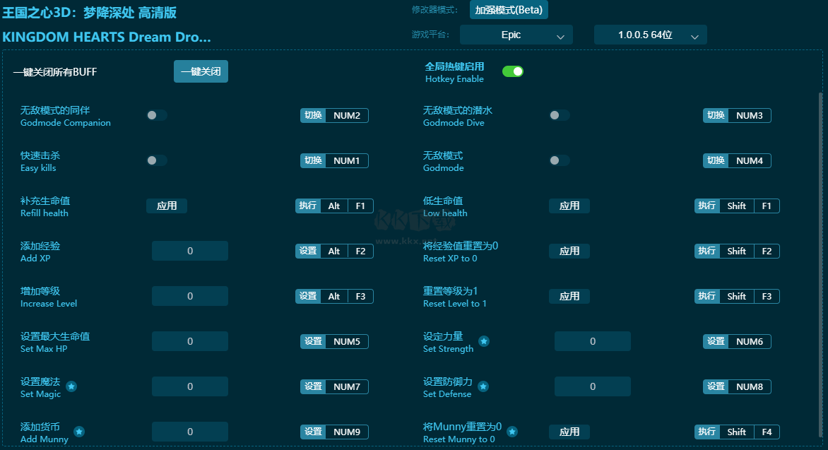 王國(guó)之心3三十九項(xiàng)修改器