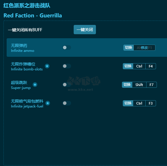 紅色派系之游擊戰(zhàn)隊(duì)七項(xiàng)修改器