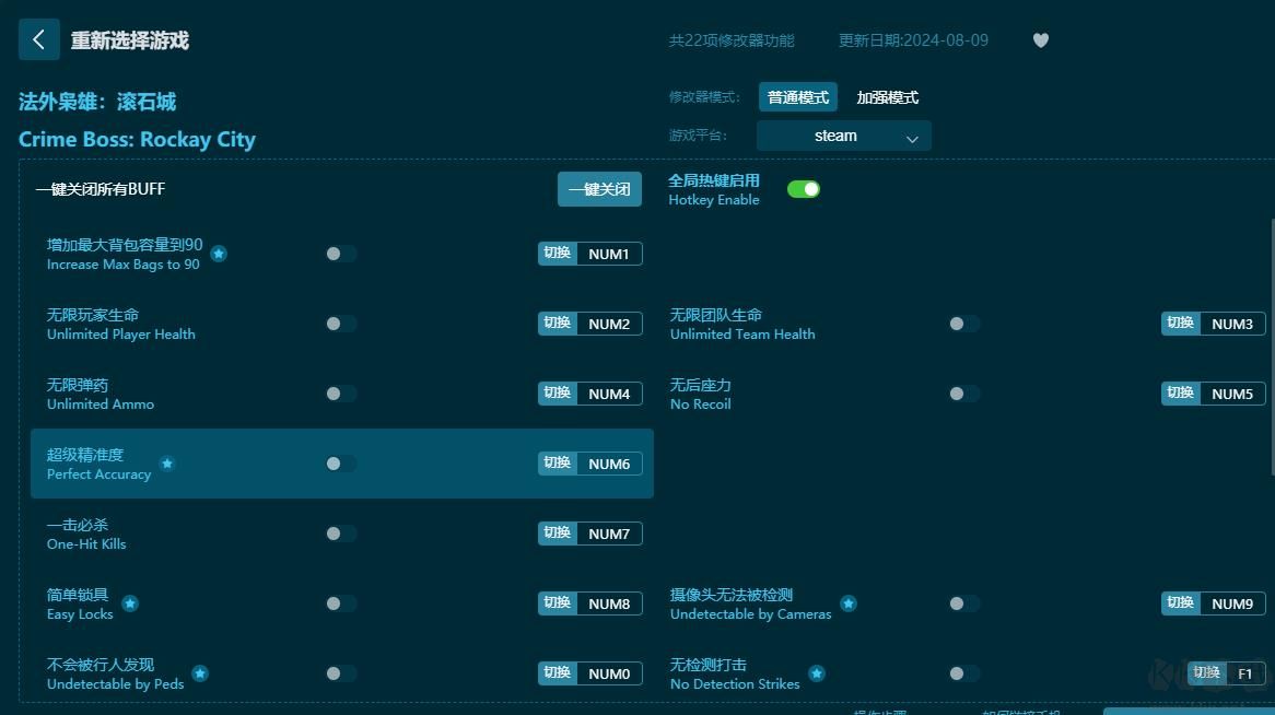 法外梟雄：滾石城二十二項修改器
