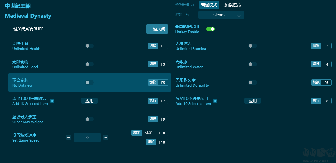 中世紀(jì)王朝三十項(xiàng)修改器綠色版