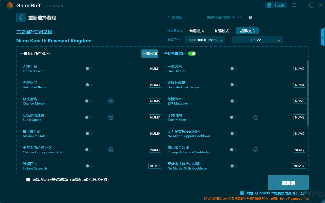 二之國(guó)2亡靈之國(guó)十項(xiàng)修改器
